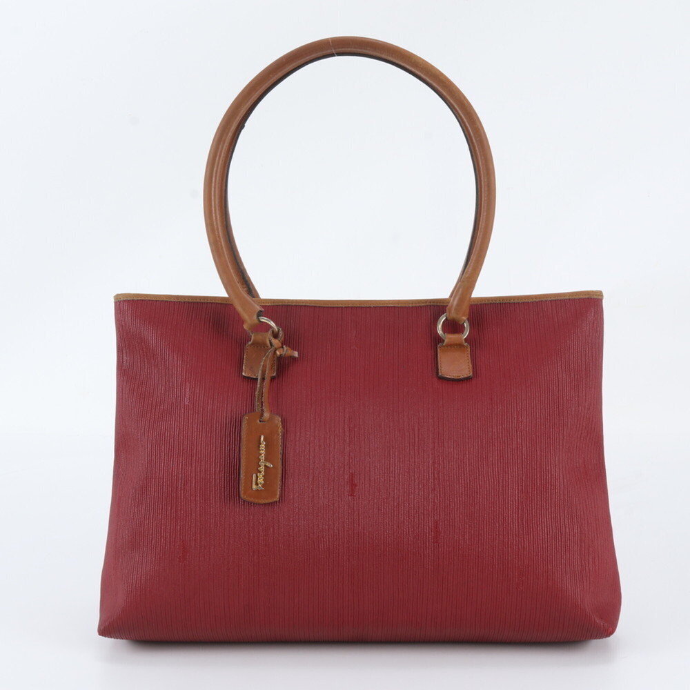 Salvatore Ferragamo AG21 2197 Leather Tote Bag Shoulder Handbag for Women